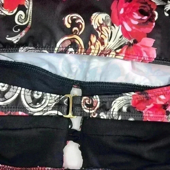 GUESS Los Angeles Strapless Brown w/ Floral Design Tankini Swimsuit Top Size S - Picture 6 of 8